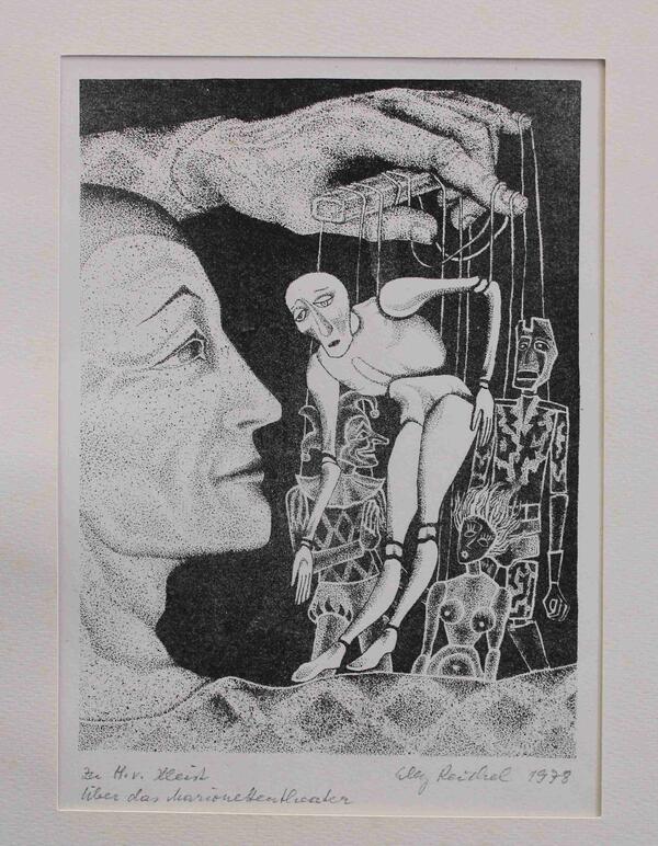 Bild vergr&ouml;&szlig;ern: Lithografien zu Werken H. v. Kleists: �ber das Marionettentheater